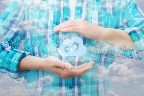 Persons hands holding cloud image