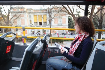 Tourist on bus in Spain